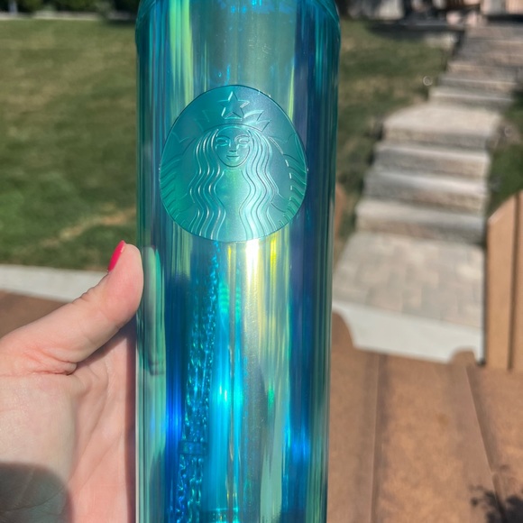 STARBUCKS KALEIDOSCOPE BLUE cold cup! Rare design! 24oz NWT SOLD OUT! - Picture 7 of 8